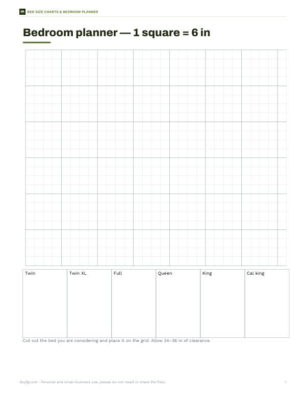 Preview of Printable Bedroom Planning Grid